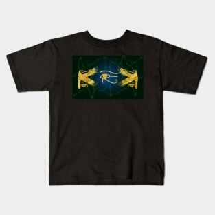 Eye of Horus Protected by Golden Falcons Kids T-Shirt